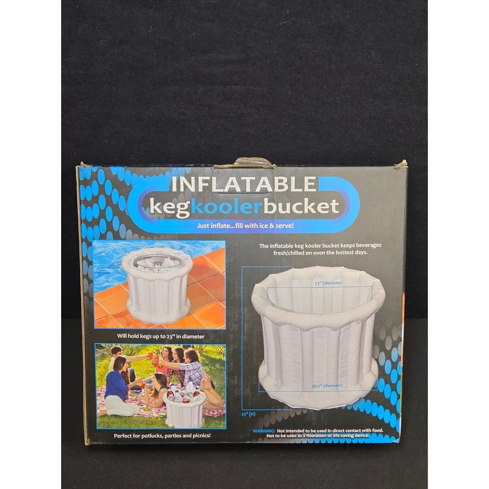 Storage Solutions Inflatable Keg Kooler Bucket White Portable Party Ice Cooler